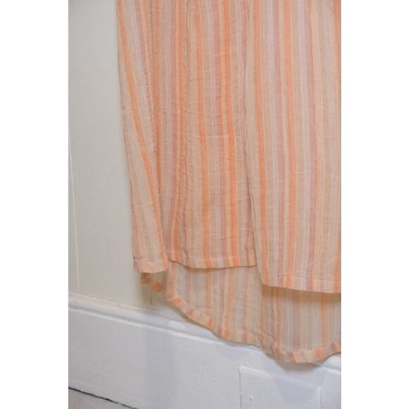 Christy Dawn Riley Maxi Coverup Dress In Salmon Stripe XS Bohemian Beach Gauze - Picture 14 of 16